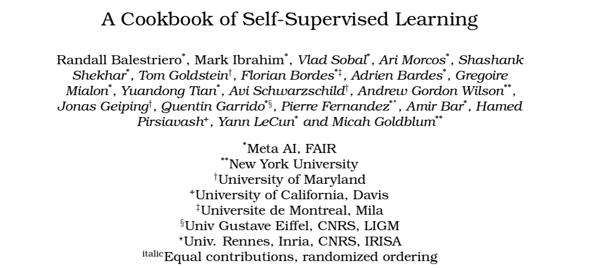 A Cookbook of Self-Supervised Learning
